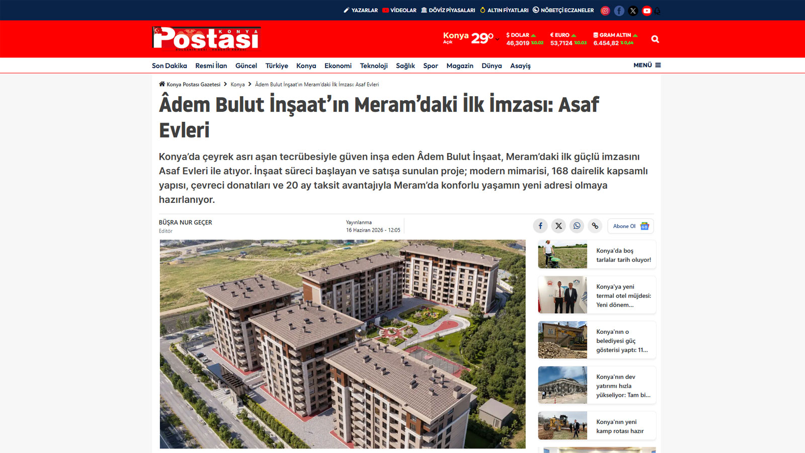 Adem Bulut İnşaat | Çeyrek Asırlık Tecrübe ve Güven - İnşaa ettiği binlerce yaşam çalışma alanı ve mutlu müşteriyle çeyrek asırdan beri şehrin lider konut vesanayi tesisi üreticisi.