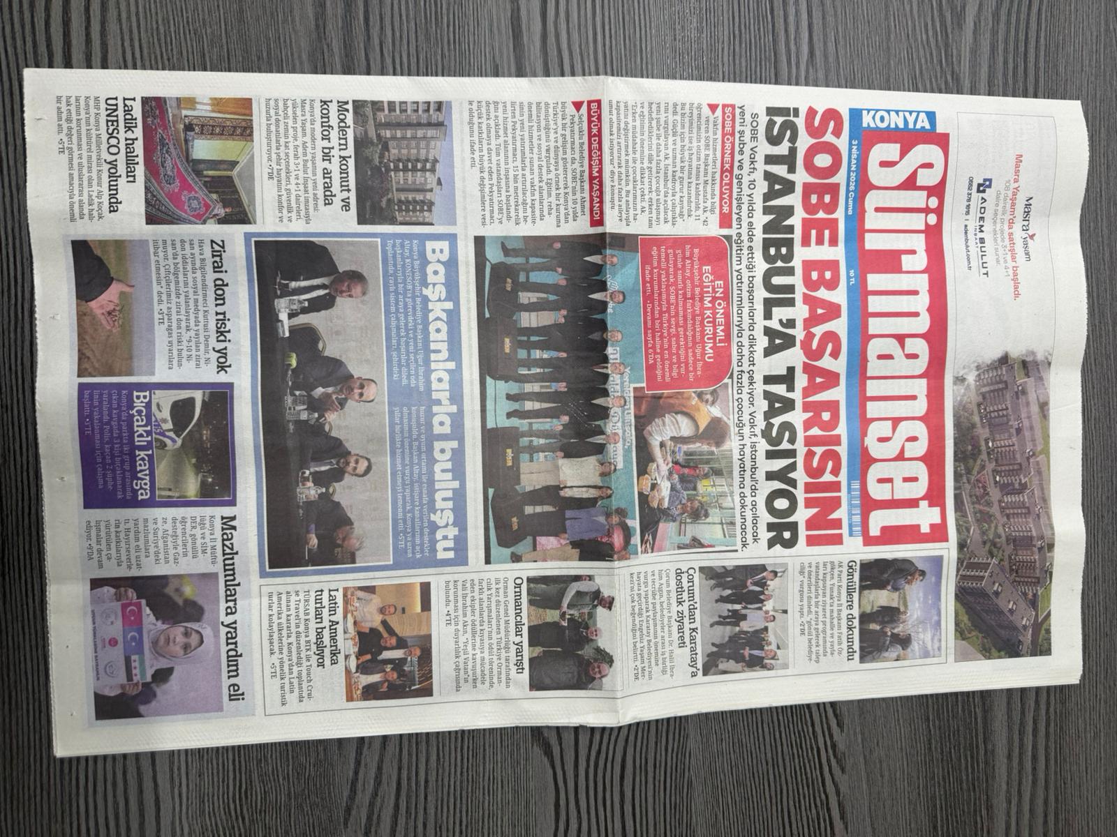 "Masra Yaşam" Konya S&uuml;rmanşet Gazetesinde Yer Buldu || Adem Bulut İnşaat | Çeyrek Asırlık Tecrübe ve Güven - İnşaa ettiği binlerce yaşam çalışma alanı ve mutlu müşteriyle çeyrek asırdan beri şehrin lider konut vesanayi tesisi üreticisi.